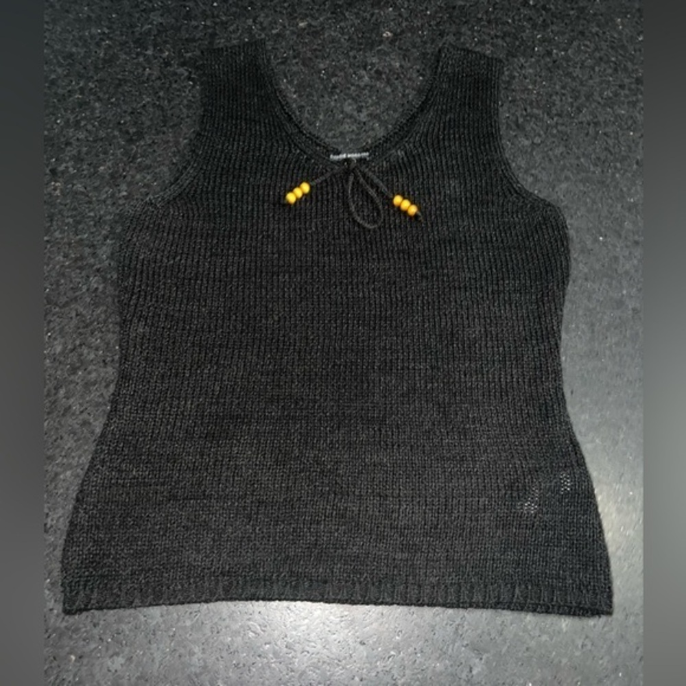 NWOT DEBBIE MORGAN BLACK STRETCHY KNIT SWEATER TANK TOP SZ M